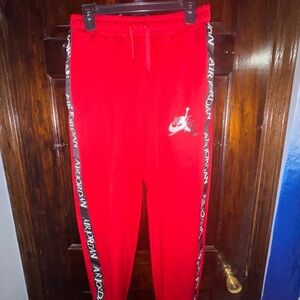 Jordan Red Sweatpants with Black and White Accents